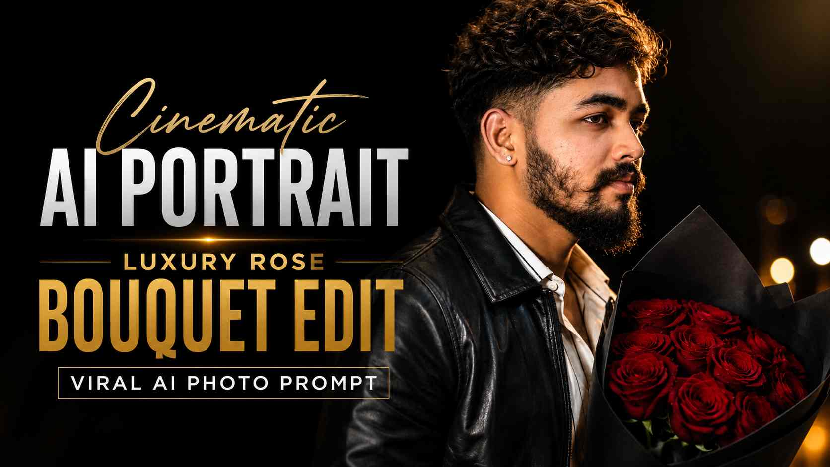 Cinematic Rose Bouquet Portrait AI Prompt